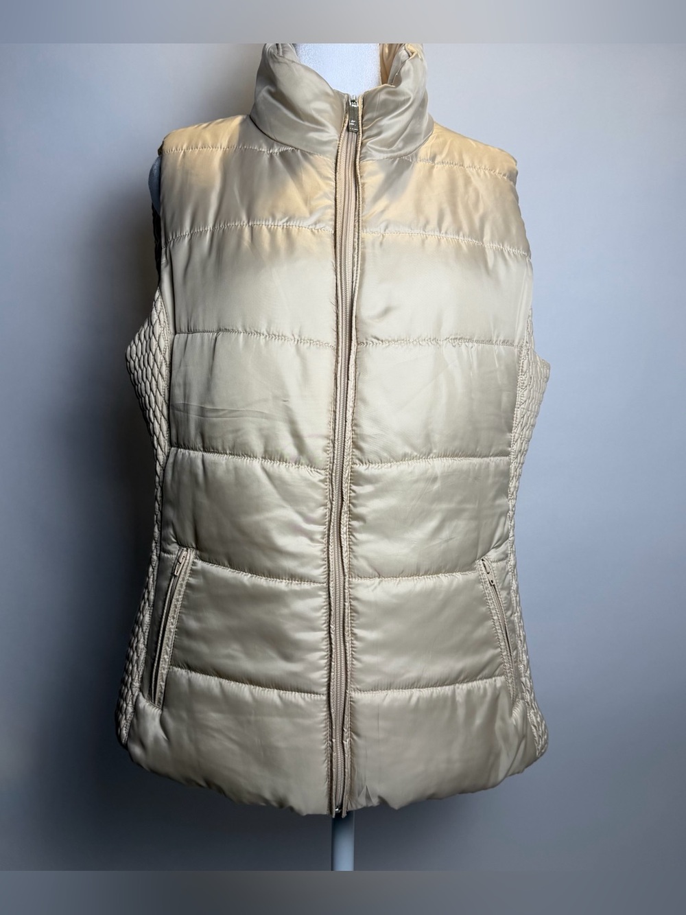 Liz Claiborne Cream Quilted Puffer Vest